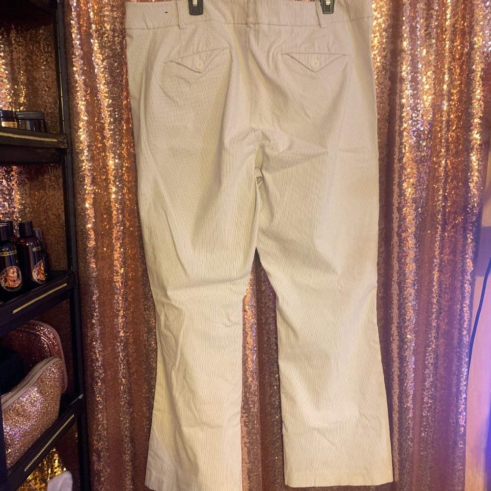 Lane Bryant Stretch White Pinstriped Wide Leg Pants – Plus Size